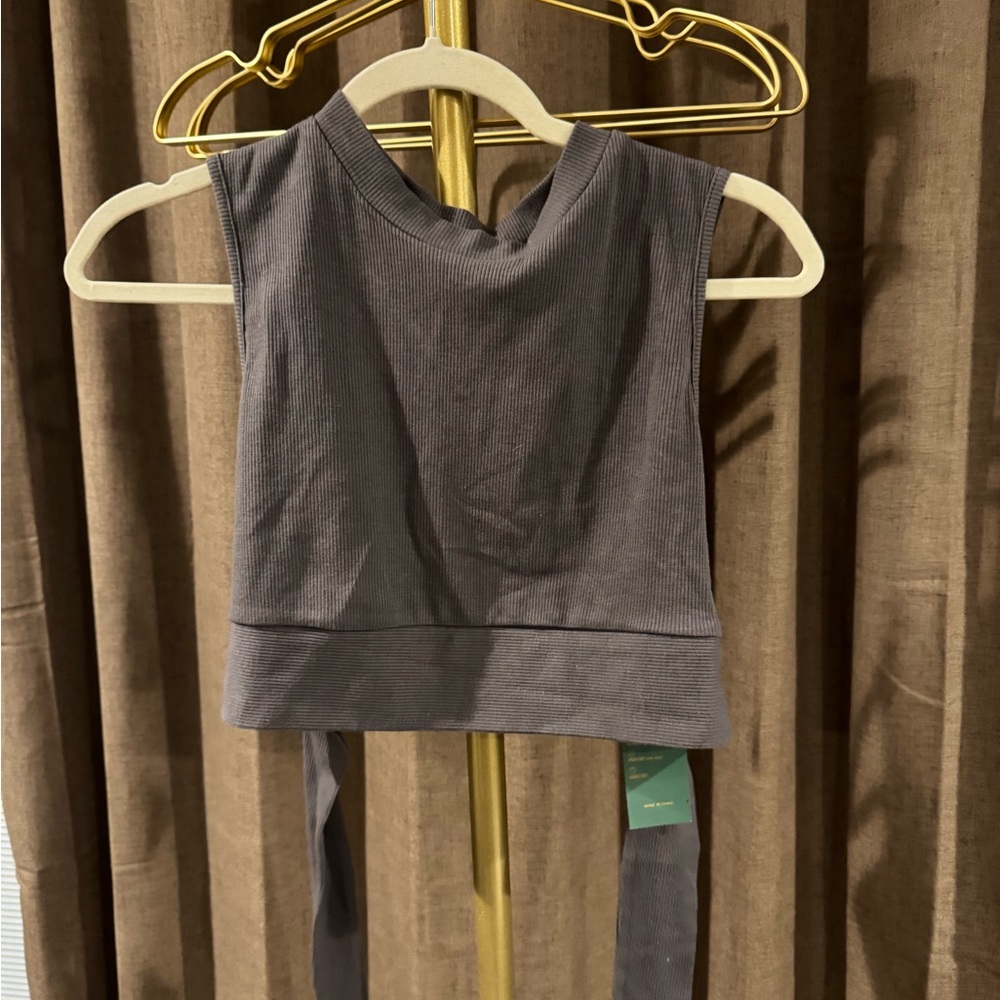 Charcoal Sleeveless Crop Top